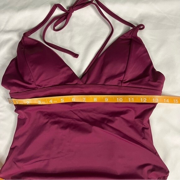 Andie Swim Plum Size M Lagos One Piece Swimsuit Open Back Halter Adjustable - Picture 4 of 8